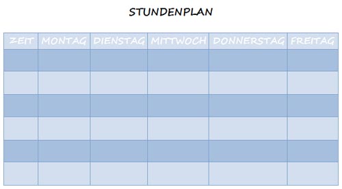 Blanko Stundenplan