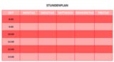 Stundenplan Vorlage rot für Mädchen