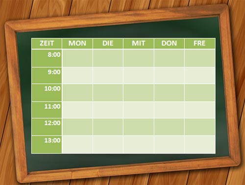 Stundenplan auf einerTafel