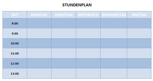 Stundenplanvorlage